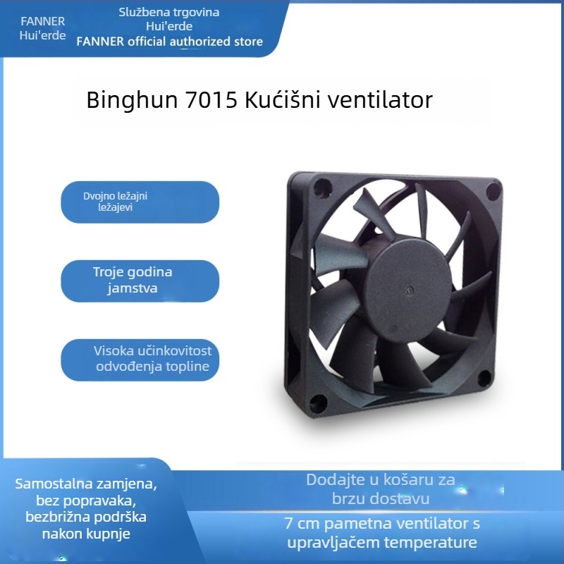 Ventilator za kućište s dvostrukim ležajem kuglica, 4-pinski PWM upravljač, kompatibilan s AMD CPU, model Ice Soul F7015