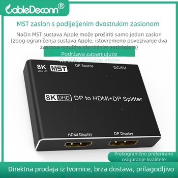 DP na DP/HDMI MST dva zaslona laptop, 8K30Hz