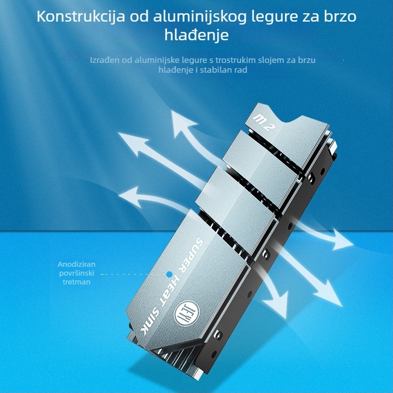 JEYI M.2 NVMe hladnjak – bakreno-aluminijsko povezivanje, kompatibilan s NVMe M.2/NGFF SSD-ima