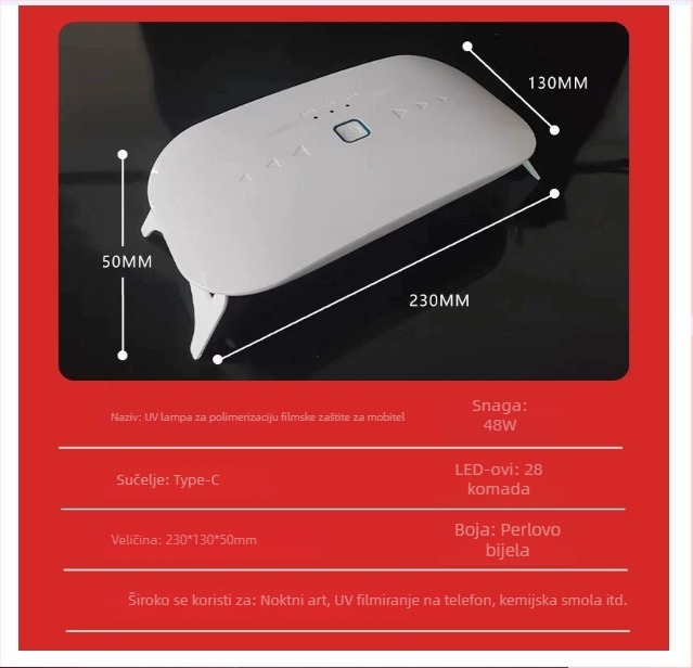 UV lampa za očvršćavanje telefonskih filmova, model XX-UV-15, OEM, neto težina 106 g, bez licencirane privatne oznake