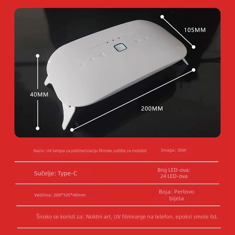 UV lampa za očvršćavanje telefonskih filmova, model XX-UV-15, OEM, neto težina 106 g, bez licencirane privatne oznake