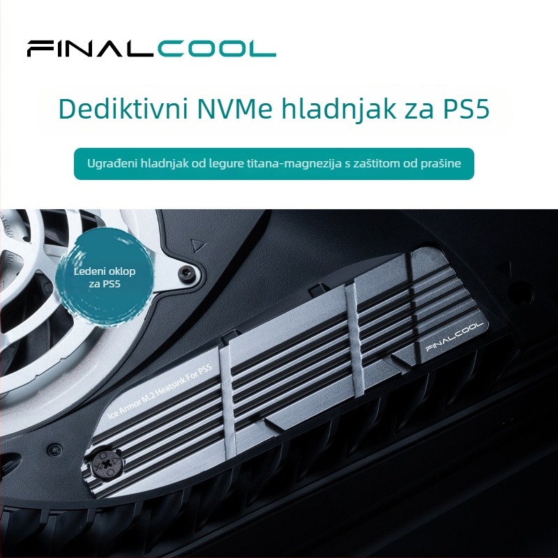 PS5 M.2 NVMe SSD hladnjak, aluminij, 1 toplinska cijev, integrirano hlađenje