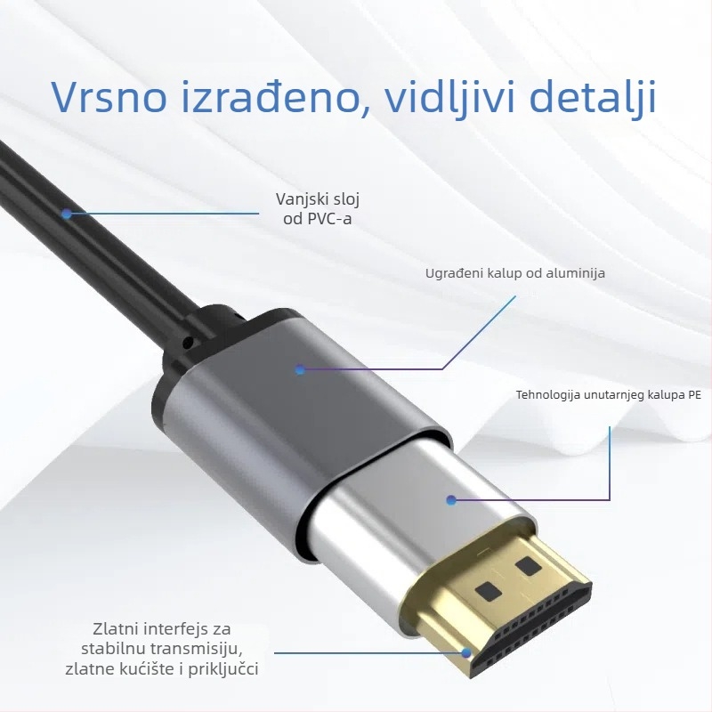 HDMI 2.0 kabel visoke razlučivosti za 4K60, vodič od legure, zlatno premazan, duljina 1,5–30 m