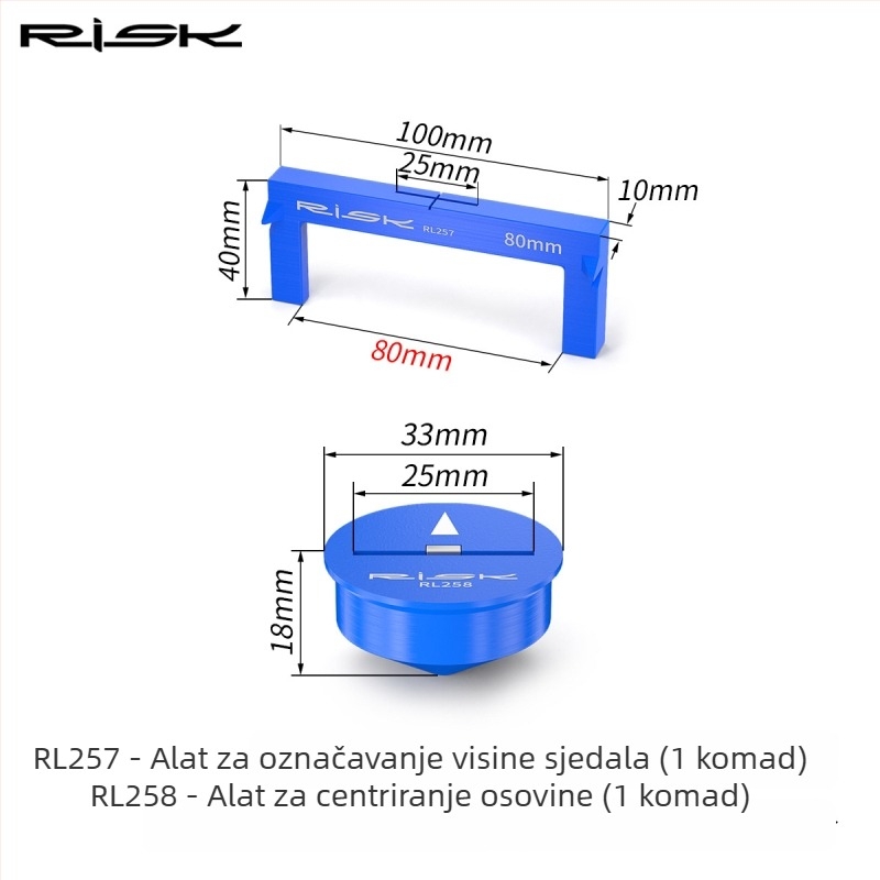 Alat za mjerenje visine sjedala za planinske i cestovne bicikle — plastični materijal, kombinirani paket, prilagodba dostupna, marka: RISK