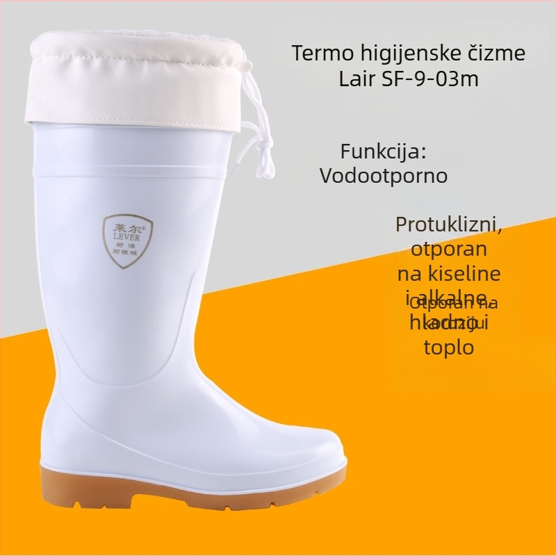 PVC čizme za prehrambenu industriju s pamučnim uloškom, vodonepropusne, protuklizne, otporne na ulje i kiseline