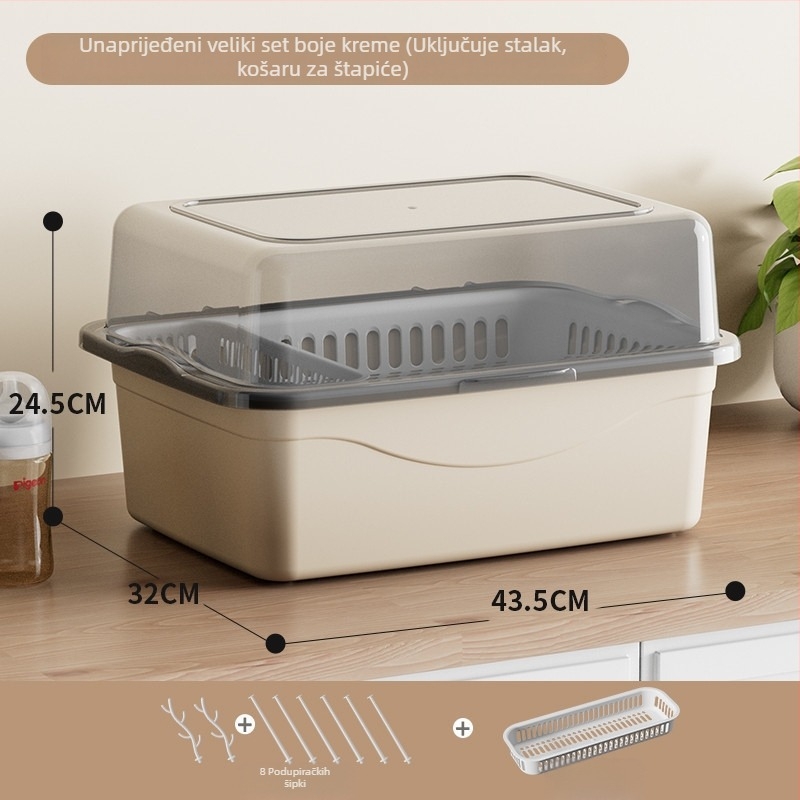 Kutija za pohranu dječjih potrepština s poklopcem, dvostruki sloj za mliječni prah, marka Xiong zhecha, pohrana čistila, kuhinjska organizacija