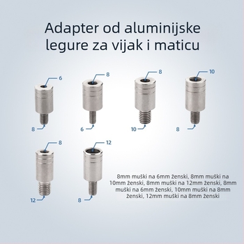 Adapter mrežne glave, promjer 6–8 mm, reduktor od nehrđajućeg čelika, vijak i matica, višenamjenski pribor