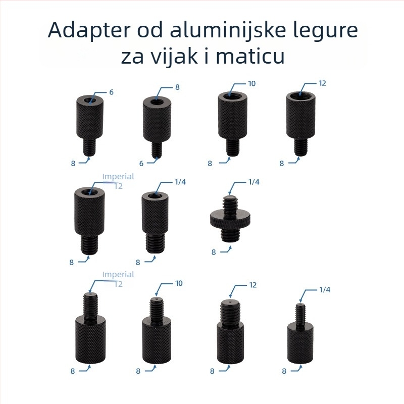Adapter mrežne glave, promjer 6–8 mm, reduktor od nehrđajućeg čelika, vijak i matica, višenamjenski pribor