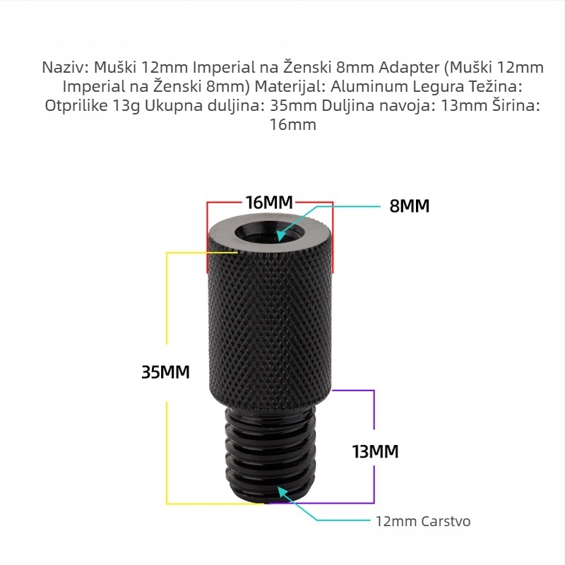 Adapter mrežne glave, promjer 6–8 mm, reduktor od nehrđajućeg čelika, vijak i matica, višenamjenski pribor