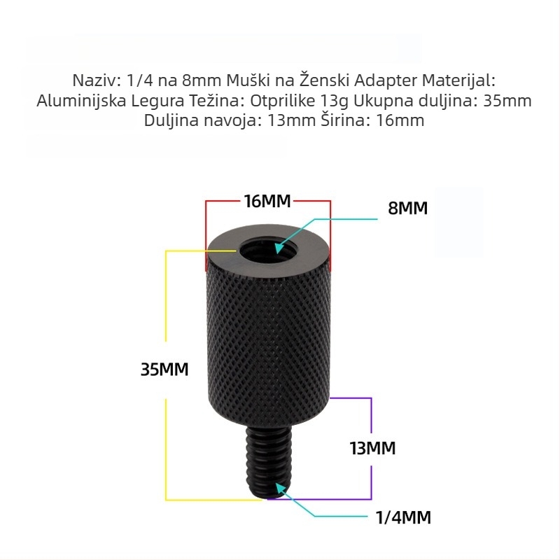 Adapter mrežne glave, promjer 6–8 mm, reduktor od nehrđajućeg čelika, vijak i matica, višenamjenski pribor