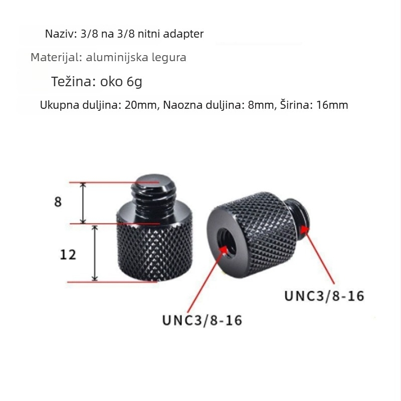 Adapter mrežne glave, promjer 6–8 mm, reduktor od nehrđajućeg čelika, vijak i matica, višenamjenski pribor