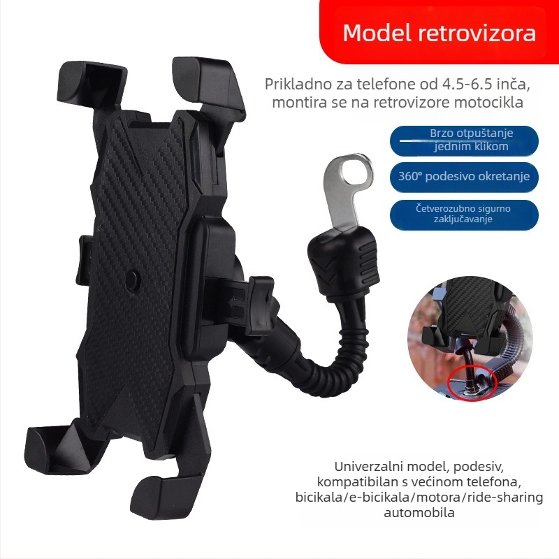Držač za telefon za motocikl – ABS, otporan na udare, protiv vibracija, prenosni nosač za vozilo, Model L-655