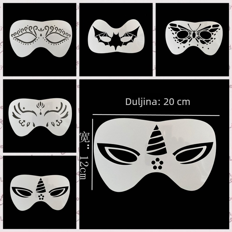 Set šablona za makeup na lice za Halloween – DIY crtanje, PET materijal, bez IP licenciranja, bez uvoza