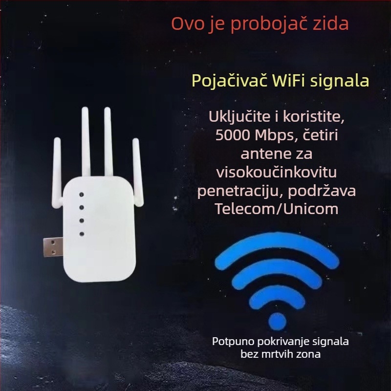 4G ruter s WiFi pojačivačem, prolaz kroz zid internetni relej (4G, WiFi, kroz zid, broadband relej, lansirano 2024-03)