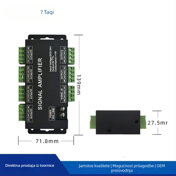 LED Simfonijski pojačivač AP-A10, 5–24V, 6-kanalni, DC utičnica/terminal blok, domet upravljanja 20 m