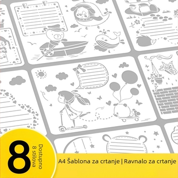 K-serija A4 šablona za dječje DIY crtanje i grafite – PET materijal, licencirana privatna marka, bez IP autorizacije
