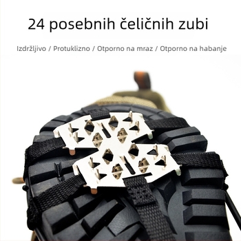 Protusklizne krampone za cipele, 24 zuba, mangan čelik, vrlo lagani, za zimu i led