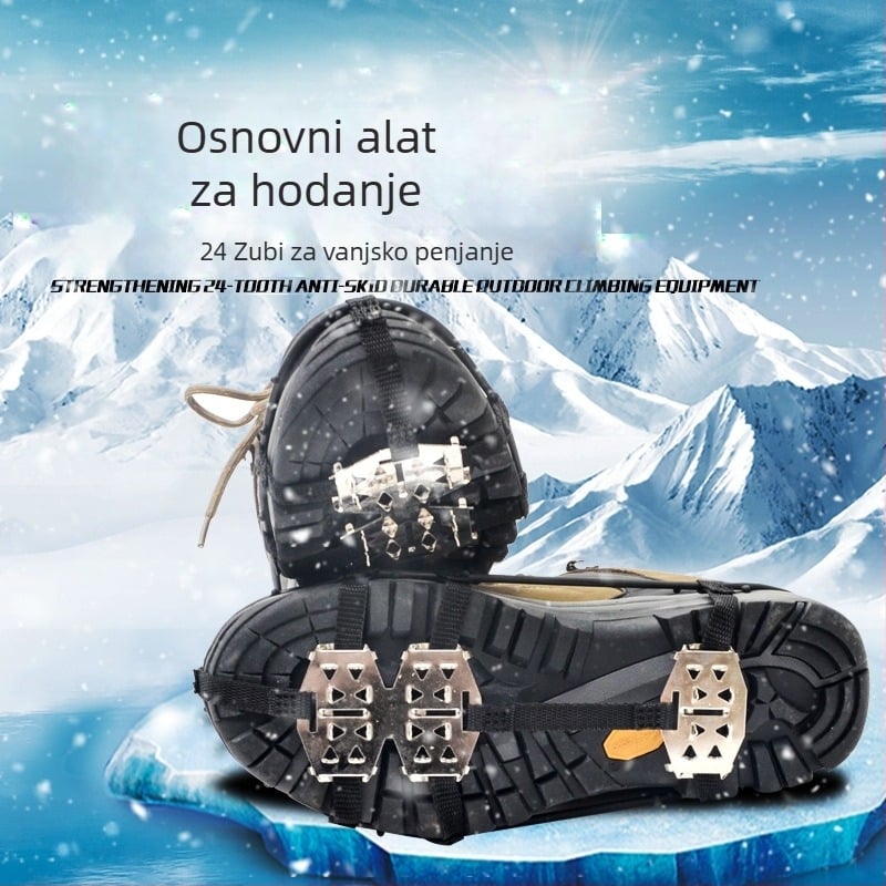Protusklizne krampone za cipele, 24 zuba, mangan čelik, vrlo lagani, za zimu i led