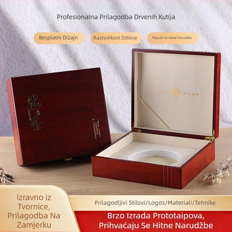 Kutija za poklon od drveta s mogućnošću prilagodbe, srebrno toplinsko otiskivanje, marka Yutai, tiskanje logotipa podržano