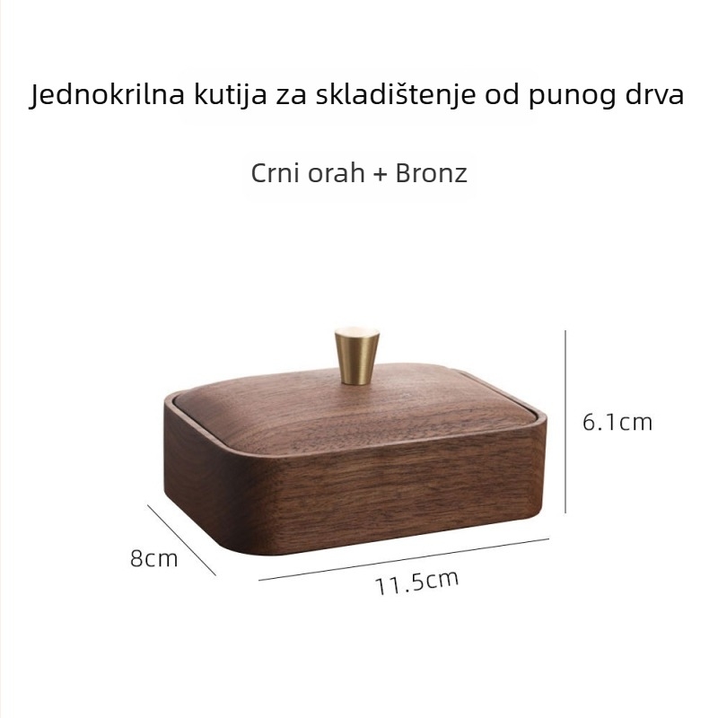 Kutija od orahovog drveta za zubnu nit i čačkalice, otporna na prašinu, 200 ml, moderan nordijski dizajn