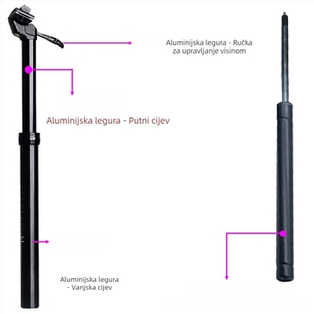 Sklopivi bicikl s podesivim sjedišnim postom i amortizacijom, promjer 33,9 mm, ulje-gaz hibrid