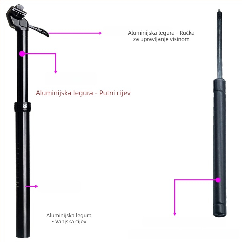 Sklopivi bicikl s podesivim sjedišnim postom i amortizacijom, promjer 33,9 mm, ulje-gaz hibrid