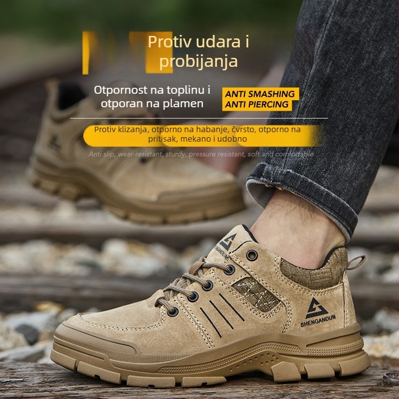 Niskoprofilne sigurnosne radne cipele s čeličnim prstom, suede gornji dio, otporne na udarce i probijanje, otporne na toplinu