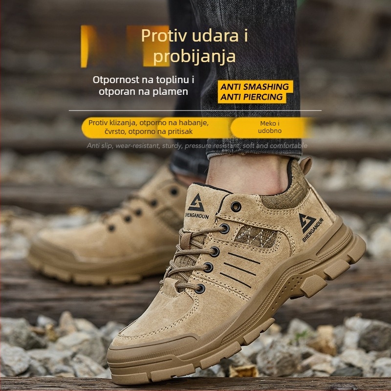 Niskoprofilne sigurnosne radne cipele s čeličnim prstom, suede gornji dio, otporne na udarce i probijanje, otporne na toplinu