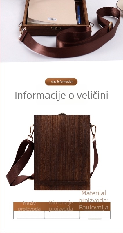 Drvena umjetnička kutija torbica s graviranjem – prirodno drvo, za pohranu uredskih potrepština i slikarskih materijala, vanjske dimenzije prilagodljive