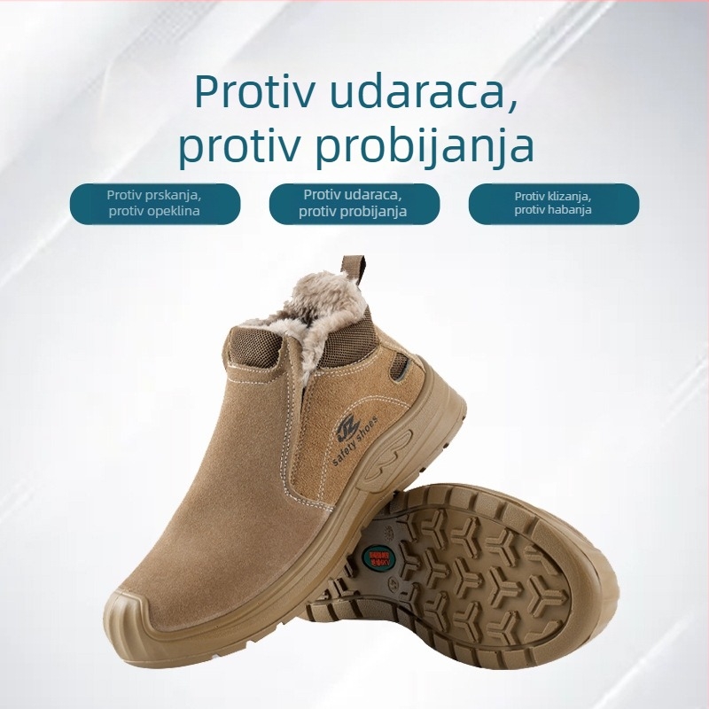 Zimske zaštitne radne cipele s čvrstom podom i debelim čeličnim prstom, zaštita od udara i prodiranja, prozračne, otporne na habanje, zaštita od opeklina, pamučna podstava