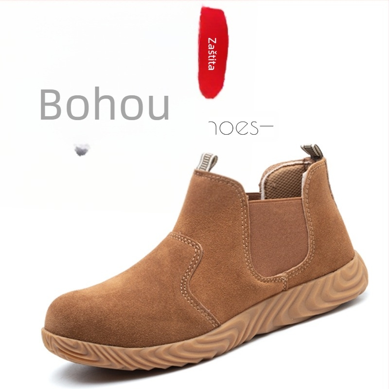 Muške sigurnosne cipele za zavarivanje, slip-on, otporne na visoke temperature, čelični vrh, protiv udara, protiv probijanja, velur gornji dio