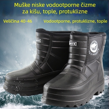 Muške zimske čizme za kišu s fleecem i pjenom, protuklizne, tople, za akvakulturu i ribolov