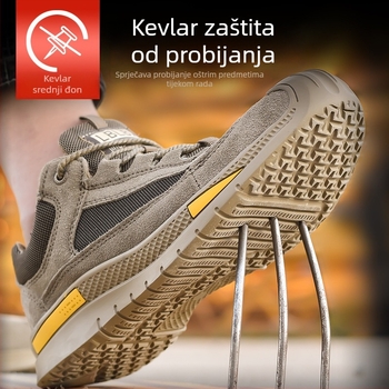 Muške zaštitne radne cipele s čeličnim prstom, otporne na udarce i probijanje, prozračne i lagane, gornji dio od nubuka
