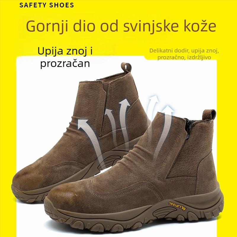 Radne zaštitne cipele od svinjske kože, Slip-On, srednji gornji dio, Anti-Smash i Anti-Puncture