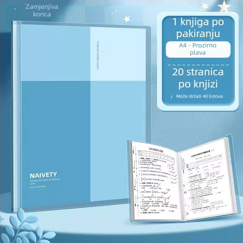 Deli PQ605 Transparentni A4 folder, plastični, 30/40/60 stranica, debljina 25 mm