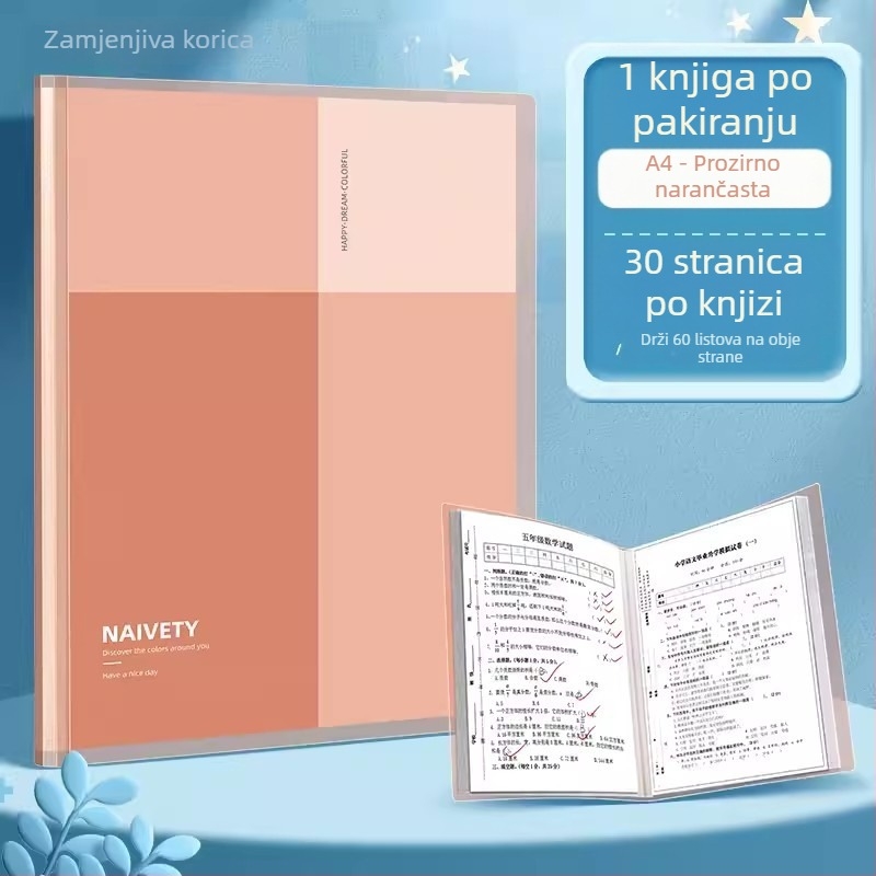 Deli PQ605 Transparentni A4 folder, plastični, 30/40/60 stranica, debljina 25 mm