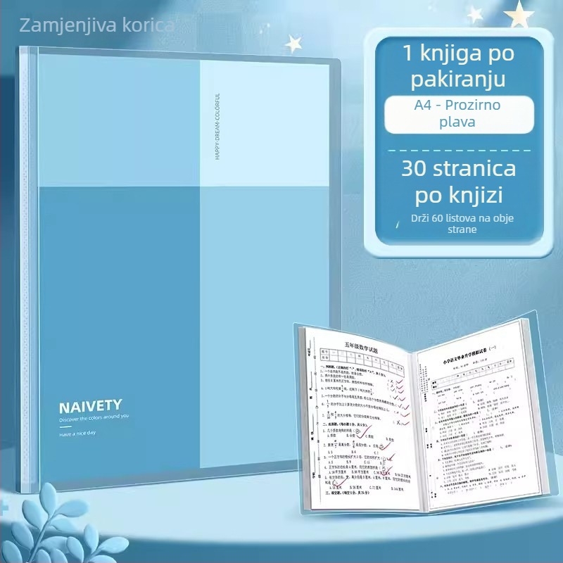 Deli PQ605 Transparentni A4 folder, plastični, 30/40/60 stranica, debljina 25 mm