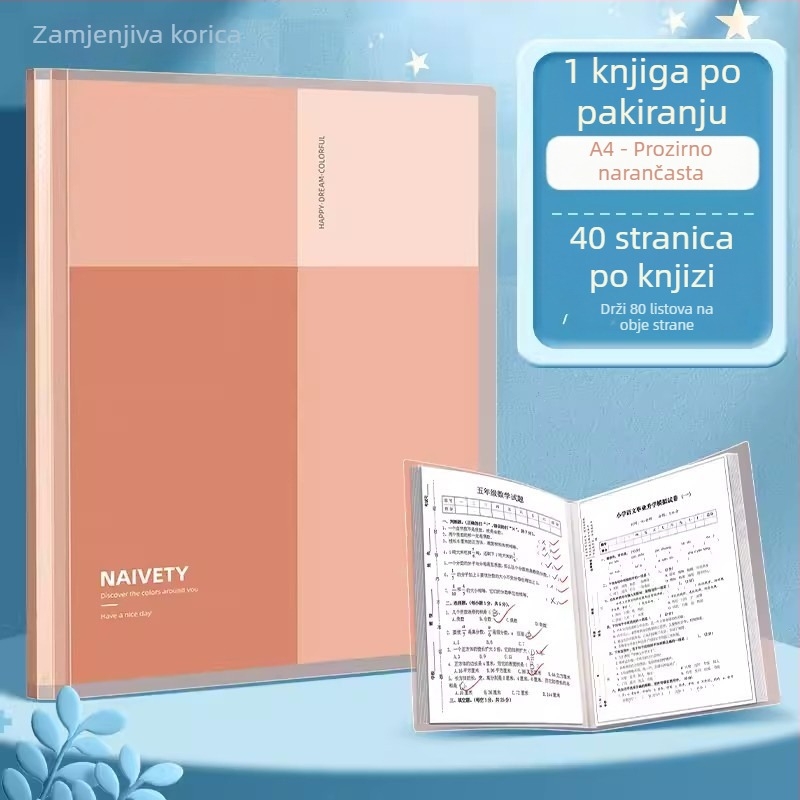 Deli PQ605 Transparentni A4 folder, plastični, 30/40/60 stranica, debljina 25 mm