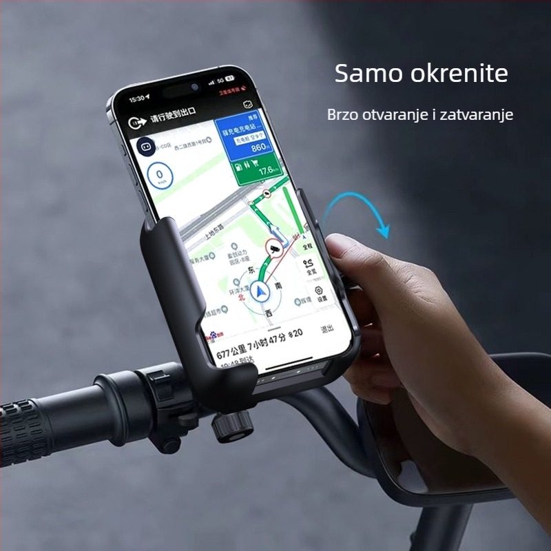 Držač za telefon za motocikl – prilagodljiv, materijal: plastika, stil: općenito (Tip: držač za telefon; Prilagodljivost: Podržano; Materijal: Plastika; Stil: Općenito)
