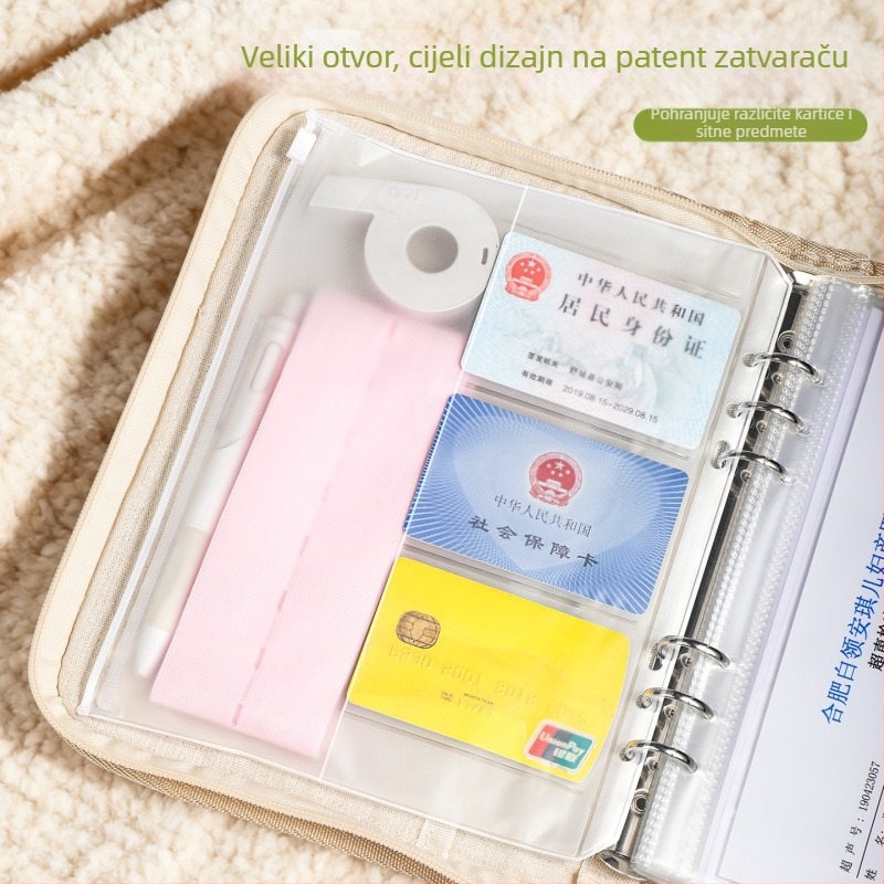 Ušiveni organizator za prenatalne preglede s zatvaračem — koža, 40 stranica, debljina 2 cm, tisk logotipa dostupan, mogućnost prilagođavanja