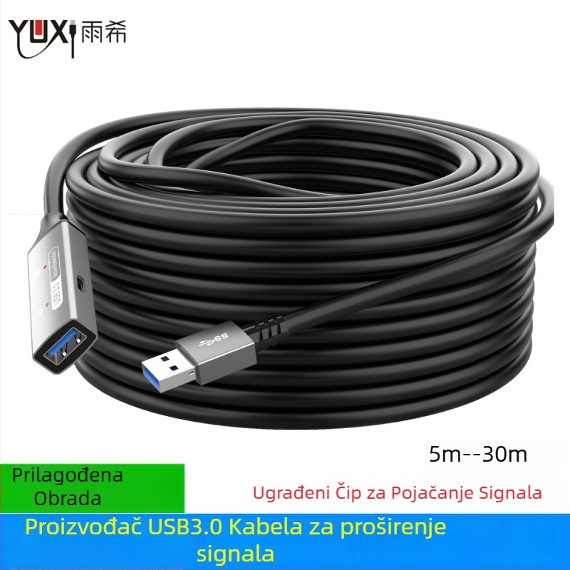 USB 3.0 produžni kabel, muško–ženski, 10 m, pojačivač signala za konferencijske kamere