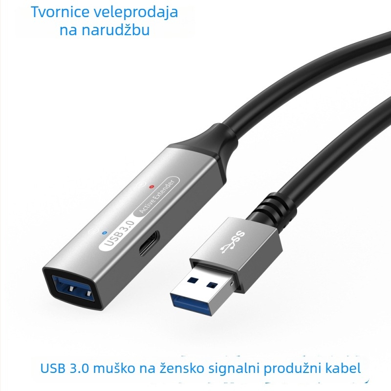 USB 3.0 produžni kabel, muško–ženski, 10 m, pojačivač signala za konferencijske kamere