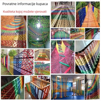 Zaštitna mreža od poliesterske elastične niti s čvorastom mrežom za balkone i stepenice (Materijal: poliester; Mreža: čvorasta; Upotreba: balkoni, stepenice, ograde, dekoracija; Sigurnost: sprečava padove i penjanje)