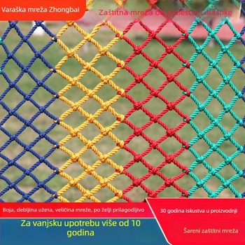 Zaštitna mreža od poliesterske elastične niti s čvorastom mrežom za balkone i stepenice (Materijal: poliester; Mreža: čvorasta; Upotreba: balkoni, stepenice, ograde, dekoracija; Sigurnost: sprečava padove i penjanje)