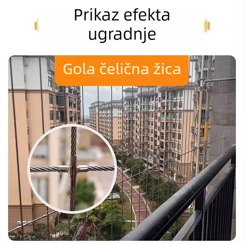 Nehrđajuća nevidljiva zaštitna mreža za prozore i balkone, mreža od čelične žice, protiv krađe, protiv penjanja, protiv skakanja