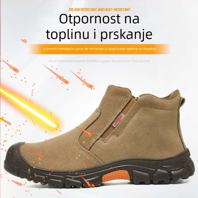 Visoke cipele za zavarivanje, koža teleća, čelična zaštita prstiju, otporne na udarce i perforaciju, otporne na toplinu