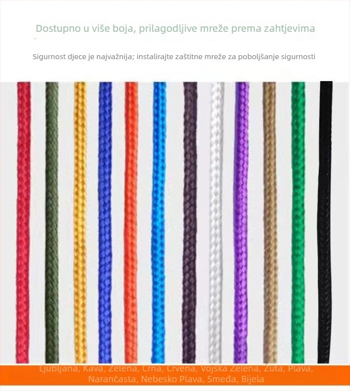 Najlon zaštitna mreža za balkon – dekorativna, zaštita od pada, za balkon, dječje igralište i stepenice (Najlon; uporaba: balkon, igralište, stepenice)