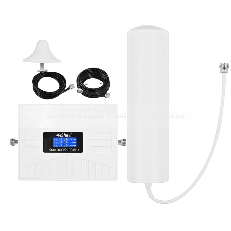 TXC19SL-GDW Troj-pasovni pojačivač mobilnog signala, 900/1800/2100 MHz; GSM/DCS/WCDMA; pokrivenost 100–1000 m²; za 2G/3G/4G