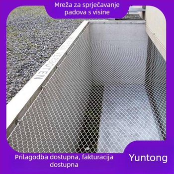 Zaštitna mreža protiv pada za balkone s fleksibilnim kopčom na užet, mreža s dijamantnim očima od nehrđajućeg čelika, pogodna za parkove, zoološke vrtove, hotele i trgovačke centre, upute za montažu