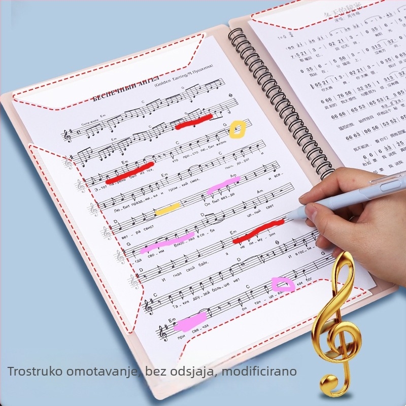 Folder za partiture za klavir, 40 stranica/60 partitura, PP plastika, višestrani folder, Worry-free 91024, mogućnost prilagodbe